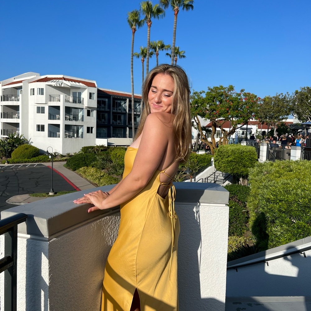 Satin Yellow Maxi Dress